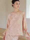 Sage Jubilant Gradient Jacquard Cheongsam Top Loose Fit Qipao