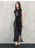 Tatyana Black Embroidered Cheongsam Dress