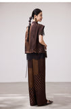 Quintessa 2-Piece Flower Brown Printed Cheongsam Set