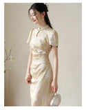 Ines Lotus Pink Jacquard Cheongsam Dress