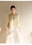 Primrose Mist Yellow Silk Cheongsam Vest