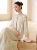 Lila Cloudy Apricot Embroidered Cheongsam Dress