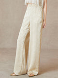 Regulus Beige Jacquard High-Waisted Pants Cheongsam