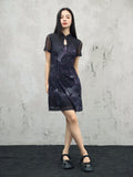 Eminent Black Peony Gradient Cheongsam Dress