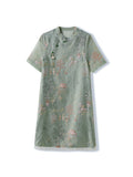 Dragon Light Green Embroidered Cheongsam Dress