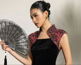 Philippa Black Velvet Floral Embroidered Cheongsam