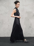 Jade Black Floral Print Cheongsam Dress