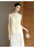 Dara 2-Piece Cloud Yellow Embroidered Vest Cheongsam