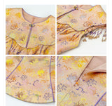 Elara 2-Piece Gold Vest Purple Skirt Cheongsam Set
