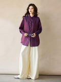 Katrina Dark Night Purple Jacquard Cheongsam Top