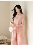 Sana 2-Piece Peach Chiffon Cheongsam Top