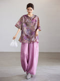 Moonbeam Soft Mist Purple Jacquard Cheongsam Top