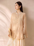 Kaida Crabapple Yellow Embroidered Cheongsam Top