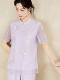 Leandra 2-Piece Purple Embroidered Cheongsam Top