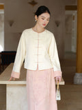 Daniella Crabapple Textured Cheongsam Top