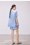 Luster 2-Piece Sky Blue Embroidered Cheongsam Set