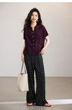 Charm Grape Purple Acetate Short Sleeve Top Cheongsam