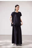 Aurelia 2-Piece Navy Wine Wide-Leg Cheongsam Set