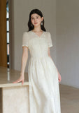 Splendor Mist Apricot Sequin Embroidered Cheongsam Dress