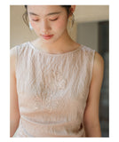 Zephyr 2-Piece Brown Pink Embroidered Cheongsam Top