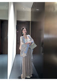Xiomara Lavish Embroidered Lace Cheongsam Qipao Two-Piece Set