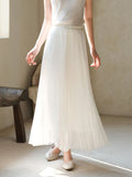 Iolanthe Beige Pleated Cheongsam Skirt
