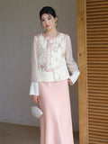 Ramona Ornate Pink Jacquard Cheongsam Vest Embroidered Qipao