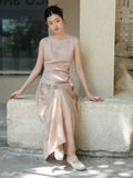 Zephyr 2-Piece Brown Pink Embroidered Cheongsam Top