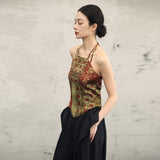 Paramount Retro Red Fitted Cheongsam Top