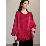 Nita Burgundy Jacquard Cheongsam Top