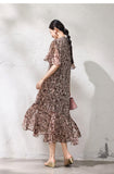 Felicity Flower Brown Mermaid Cheongsam Dress