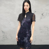 Eminent Black Peony Gradient Cheongsam Dress