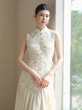 Carlotta Ornamental Sequin Lace Cheongsam Dress Waist Cinching Qipao