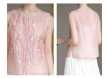 Tranquility 2-Piece Sheer Pink Embroidered Cheongsam Top