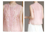 Moonstone 2-Piece Mist Pink Embroidered Cheongsam Top