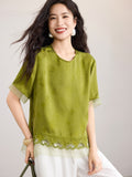 Hibiscus Matcha Green Jacquard Cheongsam Top