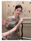 Princess 2-Piece Embroidered Cheongsam Top Skirt