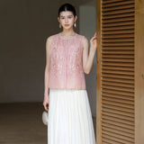 Moonstone 2-Piece Mist Pink Embroidered Cheongsam Top