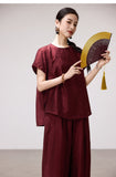 Aurelia 2-Piece Navy Wine Wide-Leg Cheongsam Set
