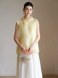 Jonquil Gold Thread Embroidered Cheongsam Top
