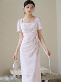 Celeste Peony Pink Jacquard Cheongsam Dress
