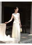 Paulina 2-Piece Fog White Jacquard Cheongsam Top