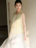 Primrose Mist Yellow Silk Cheongsam Vest