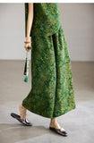 Celeste 2-Piece Yellow Coffee Jacquard Top Cheongsam
