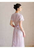 Marigold Light Purple Slim Fit Cheongsam Dress