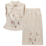 Yuan 2-Piece Embroidered Cheongsam Set