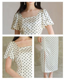 Petra Moon White Polka Dot Cheongsam Dress