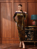 Maya Gold Lace Cheongsam Dress