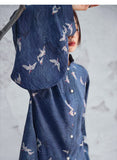 Romina Blue Loose Fit Chinese Style Shirt Cheongsam