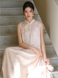 Vivian Peony Pink Jacquard Silk Cheongsam Dress